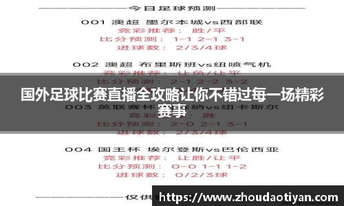 国外足球比赛直播全攻略让你不错过每一场精彩赛事